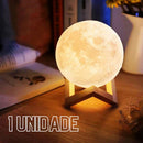 Luminária Lua Cheia 3D LED com Base – Luz Noturna Abajur para Quarto, Sala ou Presente