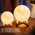 Luminária Lua Cheia 3D LED com Base – Luz Noturna Abajur para Quarto, Sala ou Presente