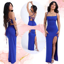 Vestido LONGO elegante com costas nuas trançadas Fenda Lateral Empina Bumbum Colado Novo