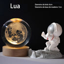 Crystal Ball Gllowing Night Lamp Desktop Ornament Base de madeira