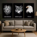 Quadro Decorativo Disciplina Foco Execução kit 3 peças
