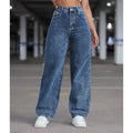 Calça Jeans Feminina Wide Leg rasgada pantalona