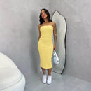 Vestido Midi Tomara que Caia Canelado - Elegância e Conforto em um Único Vestido! TECIDO ANARRUGA!