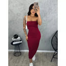 Vestido Midi Tomara que Caia Canelado - Elegância e Conforto em um Único Vestido! TECIDO ANARRUGA!