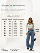 Calça Wide Leg Jeans Feminina Cintura Alta Pantalona