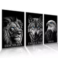 Quadro Decorativo Disciplina Foco Execução kit 3 peças