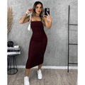 Vestido Midi Tomara que Caia Canelado - Elegância e Conforto em um Único Vestido! TECIDO ANARRUGA!