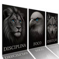 Quadro Decorativo Disciplina Foco Execução kit 3 peças