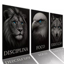 Quadro Decorativo Disciplina Foco Execução kit 3 peças