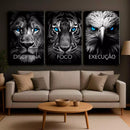 Quadro Decorativo Disciplina Foco Execução kit 3 peças