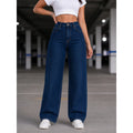 Calça Jeans Feminina Wide Leg rasgada pantalona