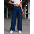 Calça Jeans Feminina Wide Leg rasgada pantalona