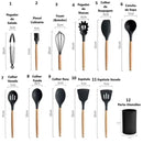 Kit Utensílios de Cozinha Silicone 12 Peças Completo Antiaderente Resistente