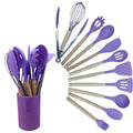 Kit Utensílios de Cozinha Silicone 12 Peças Completo Antiaderente Resistente