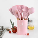 Kit Utensílios de Cozinha Silicone 12 Peças Completo Antiaderente Resistente