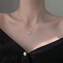 Colar Com Pingente De Borboleta De Camada Dupla Para Mulheres Corrente De Clavícula Elegante Strass Brilhante